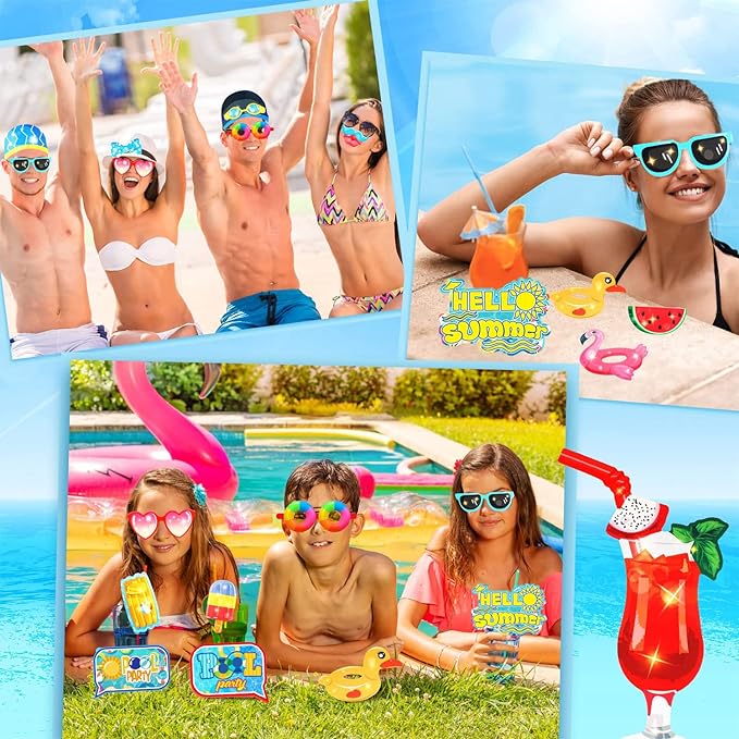 Party Propz Pool Party Props Combo- Pack of 25pcs | Summer Pool Party Props | Beach Theme Decoration Items | Summer Theme Decoration Items | Swimming Pool Decoration Items | Pool Party Decoration Kit