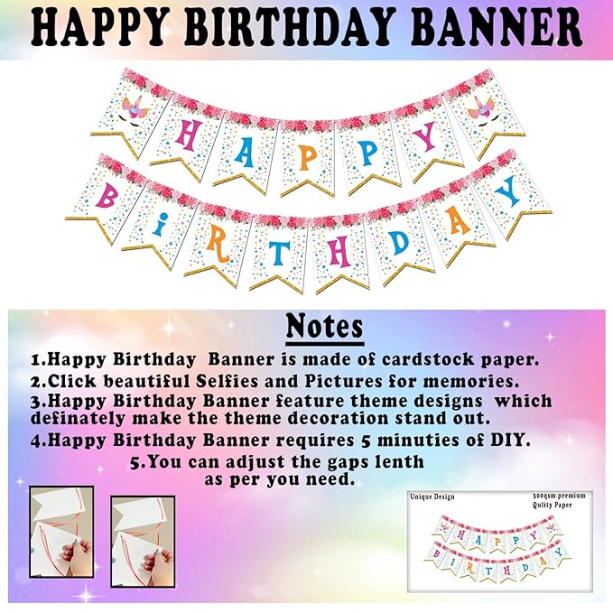 Party Propz Unicorn Theme 4th Birthday Decorations - 63Pcs, 4 Years Birthday Decorations for Baby Girl | 4th Birthday Decorations | Birthday Decorations kit for Girls | Baby Birthday Decoration Items