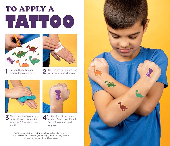 Party Propz Dinosaur Temporary Tattoos for Kids, Fake Children's Dino Tattoos Colourful Temporary Dinosaur Tattoo for Boys Kids Dinosaur Birthday Party Supplies Favors - Set of 10