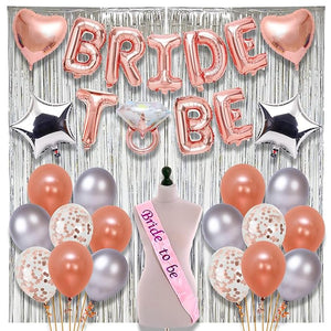 Party Propz Bride to Be Decoration Set Combo -45 Pcs Rose Gold Bachelorette Party Decorations | Bride to Be Sash | Bride To be Foil Balloons | Foil Fringe Curtain For Decoration | Bride To Be Balloons