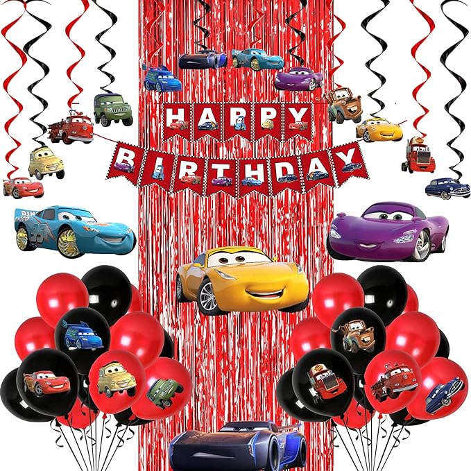 Party Propz Car Theme Decoration for Birthday Combo - 46Pcs Kit for Boys - Birthday Decoration for Boys Theme/ Happy Birthday Decoration Kit for Boy