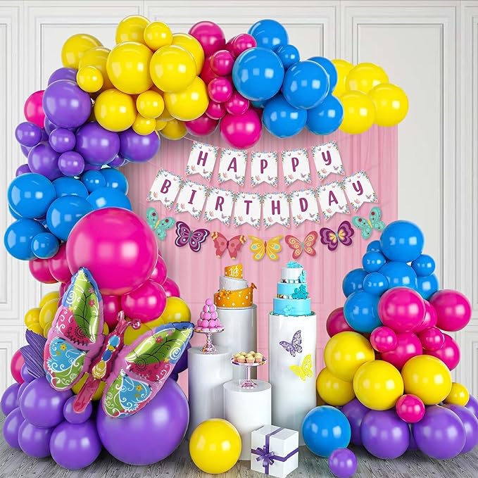 Party Propz Butterfly Theme Birthday Decorations - 70 Pcs Happy Birthday Decoration Kit | Birthday Decoration Items for Girls | Butterfly Decorations For Girls | Foil, Metallic Balloons For Decoration