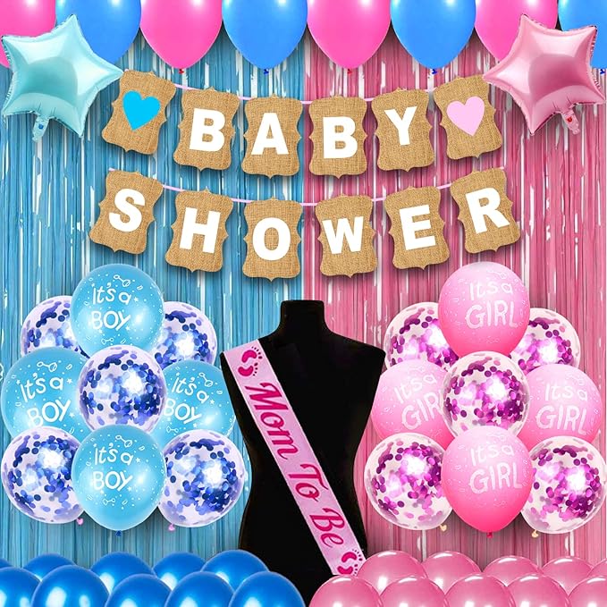 Party Propz Baby Shower Decoration Items Set - 48pcs Baby Shower Decoration Combo | Maternity Photoshoot Items | Mom To Be Props | Maternity Photoshoot Items | Baby Shower Banner (cardstock)