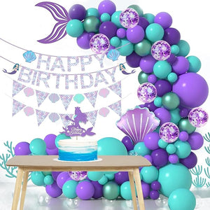 Party Propz Mermaid Theme Birthday Decorations - Cute 62Pcs, Birthday Decoration Items For Girl | Mermaid Tail Cutout | Happy Birthday Decoration Kit | Mermaid Balloons for Birthday Decoration