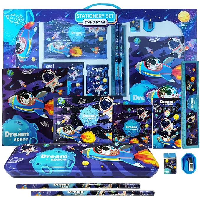 Party Propz Space Stationary Kit for Boys - 10 in 1 Astronaut Stationary Kit for Kids | Return Gifts for Kids | Stationery Items for Boys | Pencil Eraser Sharpener Combo Pack | School Kit for Boys