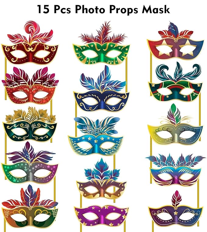 Party Propz Bachelor Party Mask- 16pcs Bachelorette Party Props | Bride To Be Props | Bridal Shower Decorations | Bridesmaid Props | Bachelorette Party Decorations, Eye Mask For Party, Masquerade Mask