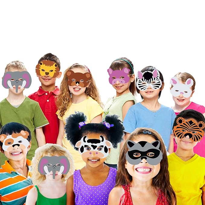 Party Propz Animal Eye Mask - Animal Mask For Kids Face | Jungle Theme Birthday Decoration | Animal Mask For Boys Girls | Animal Theme Birthday Decoration | Birthday Masks For Kids Party