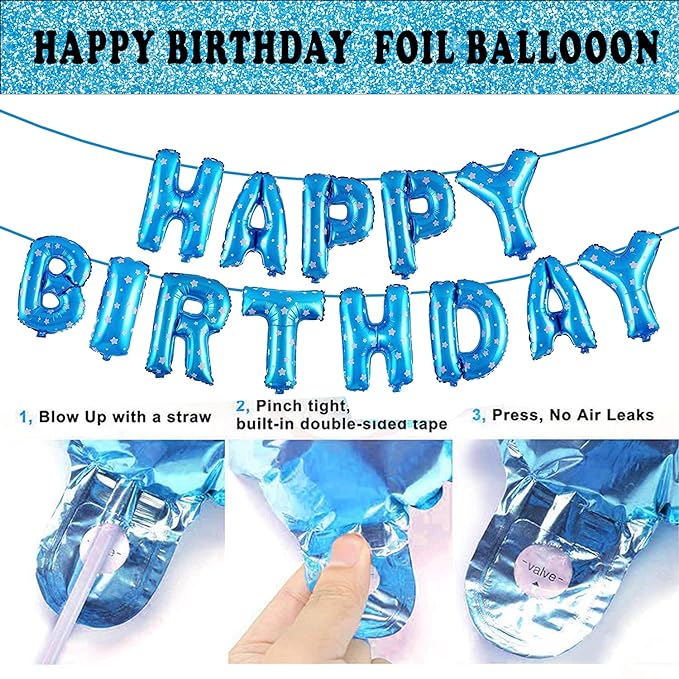 Party Propz 2nd Birthday Decoration Items Blue For Boys - 56Pcs Two Sweet Decoration - material latex, rubber, foil