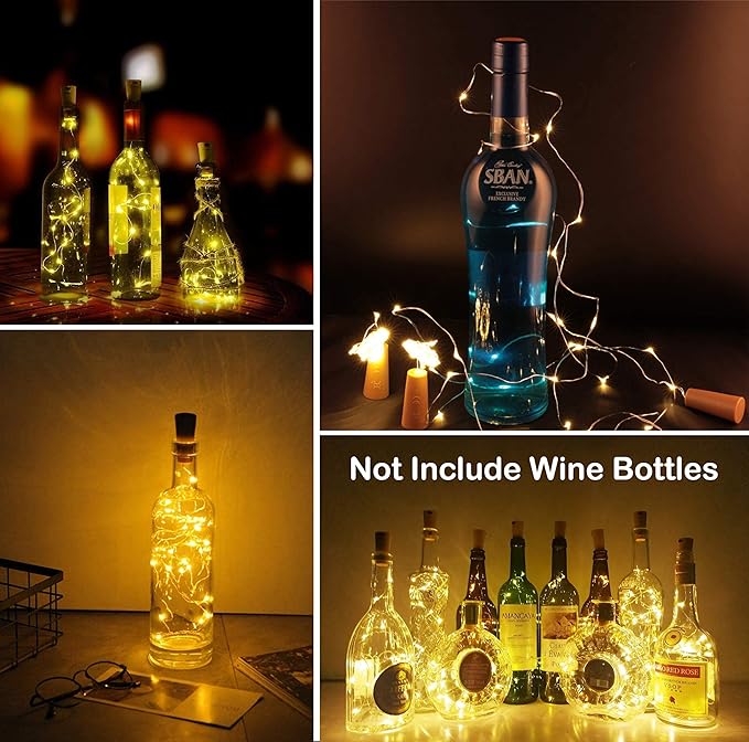 Party Propz Bottle Lights for Decoration - 2 Pcs Cork Lights for Bedroom Decoration | Bottle LED Lights | Lights for Home Decoration | Wedding Decoration Items for Home