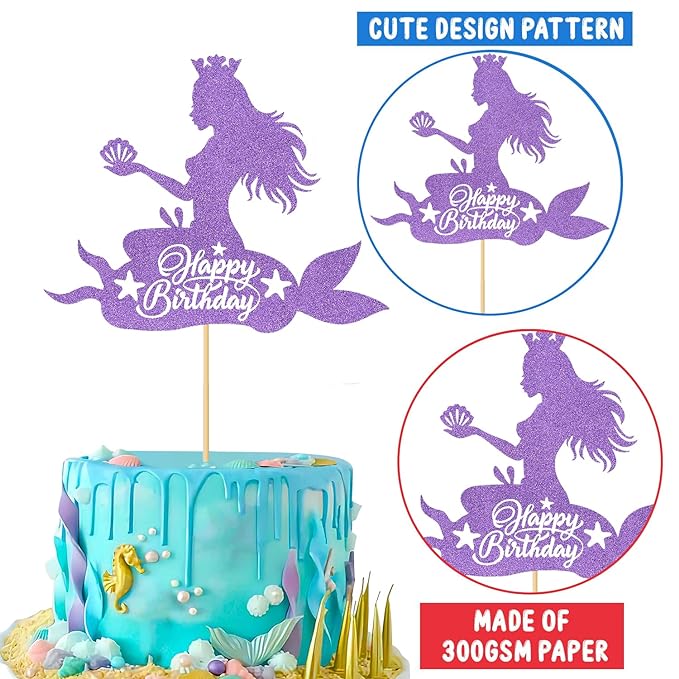Party Propz Mermaid Theme Birthday Decorations - Cute 62Pcs, Birthday Decoration Items For Girl | Mermaid Tail Cutout | Happy Birthday Decoration Kit | Mermaid Balloons for Birthday Decoration