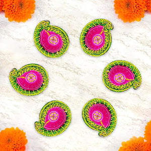 Party Propz Diwali Diyas for Decoration - 6 Pcs, Diwali Decoration Items for Home Decor | Clay Diya for Diwali | Flower Diya Lights for Decoration | Diwali Light Decoration for Balcony, Diya for Puja