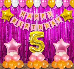 Party Propz 5th Birthday Decoration Items For Girls - 38Pcs Fifth Birthday Decoration - 5th Birthday Party Decorations,Birthday Decorations kit for Girls 5th birthday/ Baby Birthday Decoration Items 5 Year / Birthday Decorations kit