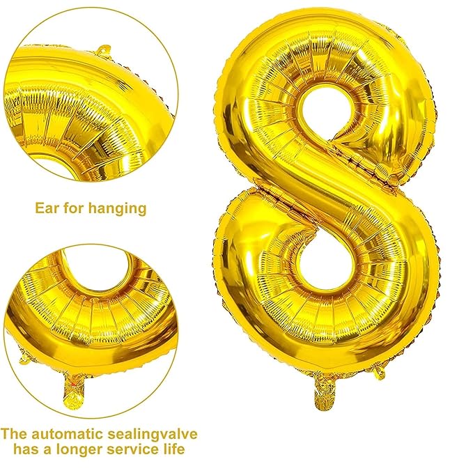 Party Propz Number 1 Foil Balloon - 32 Inch gold Foil Balloon for Birthday Decoration items | Anniversary Decoration items | Balloon Decoration | Number Balloons for Party | 1 Number Foil Balloon Big