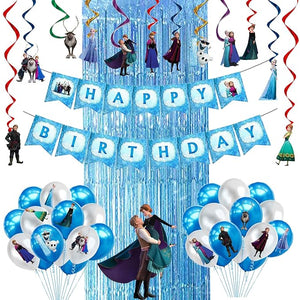 Party Propz Girl's Frozen Theme Princess Elsa Birthday Party Decorations with Foil Balloons for Girls / Frozen Balloons for Birthday Decoration for Girls - 46 Pieces