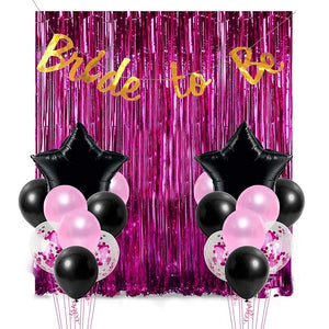 Party Propz Bride To Be Decoration Set Combo - 18 Pcs, Bachelorette Party Decorations | Bridal Shower Decoration Kit | Metallic Balloon, Bride To Be Banner(Cardstock), Fringe Curtain | Spinster Party