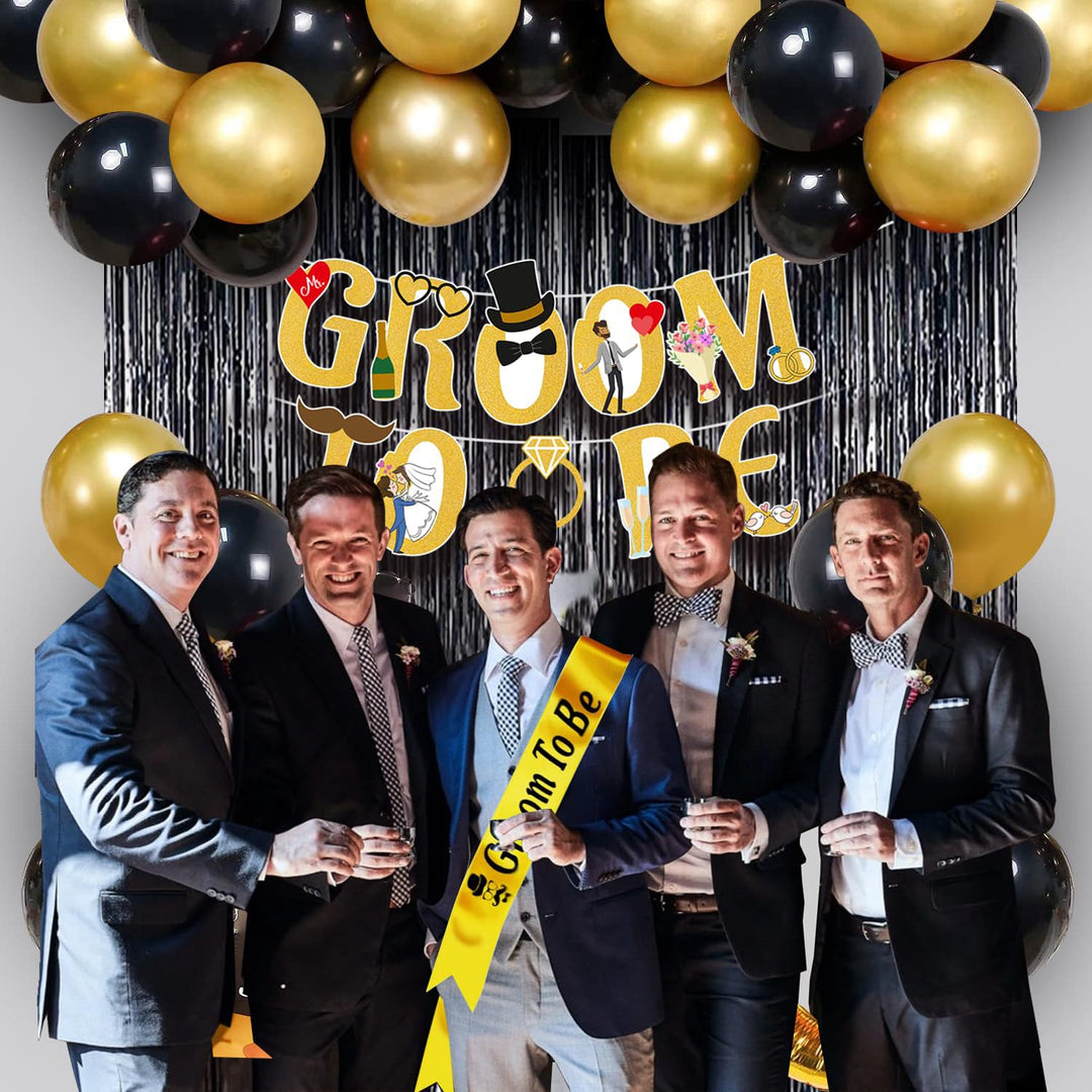 Party Propz Groom To Be Decoration Set- Huge Combo of 48 Pcs | Ring Balloon with Groom To Be Banner and Sash | Bachelorette Party Decorations for Groom | Groom Kit for Men Wedding | Metallic Balloons