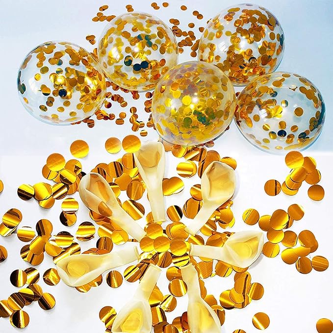 Party Propz Rubber Golden Balloons For Decoration, 12Pcs Golden Confetti Balloons For Decoration|Helium Party Balloons For Birthday Decoration|Glitter Balloons, Gold Balloons For Decoration