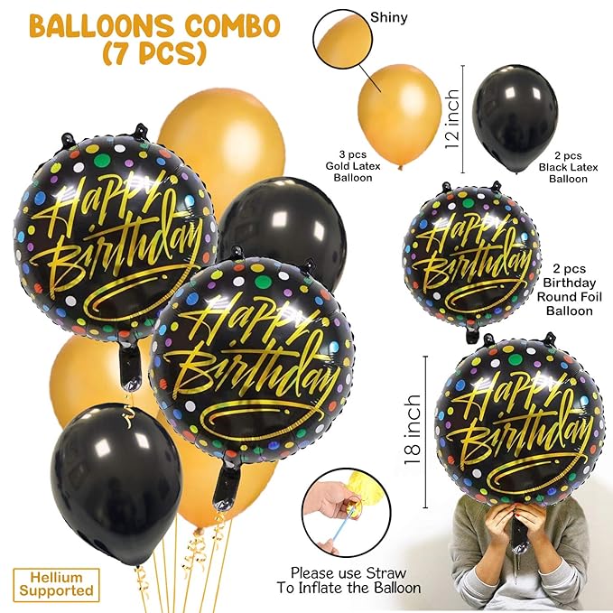 Party Propz Happy Birthday Foil Balloon Party Decoration Combo For Adult, Friends, Husband, Boy friend, Wife (Multicolour) - 7 Pcs