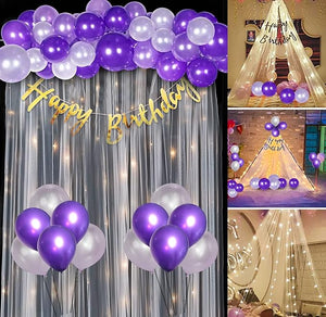 Party Propz Birthday Decoration Items- 39Pcs,Happy Birthday Decoration Items For Husband,Wife|Cabana Tent For Birthday Decoration Items For Girls,Boys|Mettallic Balloons For Decoration With White Net