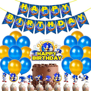 Party Propz Sonic Birthday Decorations For Boys - 52Pcs Kids Birthday Decorations For Boys