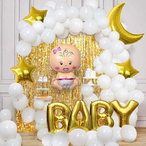 Party Propz Golden Baby Shower Decoration Items Set - 58pcs 1st Birthday Decoration For Kids | Birthday Decorations Items | Welcome Baby Decoration | Naming Ceremony Decor | Baby Shower Decorations