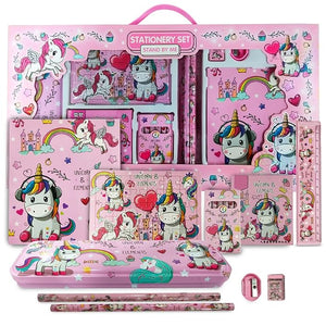 Party Propz Unicorn Stationary Set Kit For Girls- 10Pcs Notebook, Puzzle, Scale,Steel Pencil Box, Sharpener, Eraser, Toys- Return Gifts For Girls Age 10-12 Years-Unicorn Things School Accessories Item