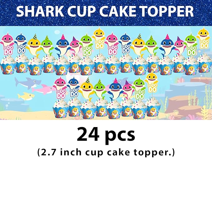 Party Propz Baby Shark Theme Birthday Decorations - 55Pcs, Multicolor Balloons | Baby Shark Birthday Decorations | Birthday Decoration Items For Girl | Shark Foil Balloons | Birthday Decoration Kit