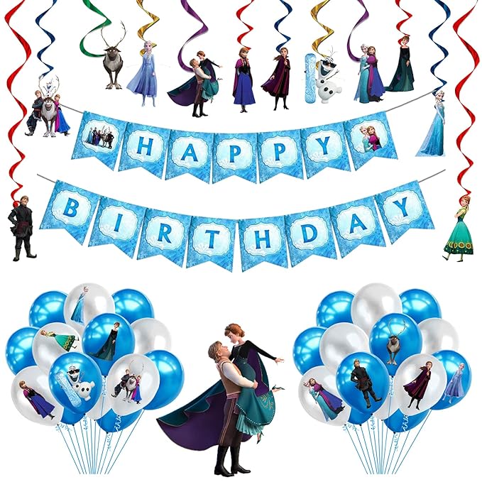 Party Propz Frozen Theme Birthday Decoration for Girls 45Pcs - Princess Elsa Birthday Party Decorations - Frozen Birthday Decorations for Girls / Frozen Balloons for Birthday Decoration