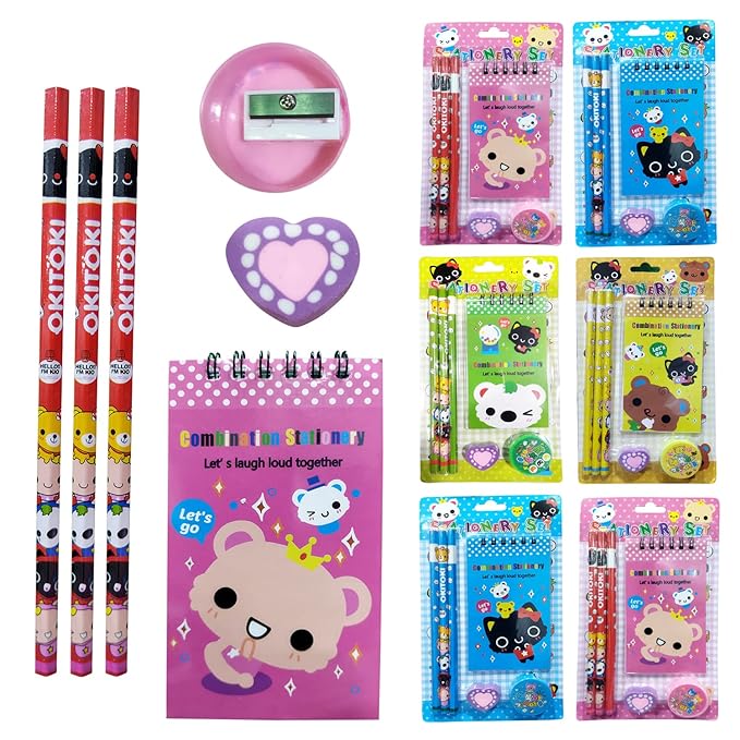 Party Propz Pop It Cute Stationary -Set of 12Pcs | Sling Bag Return Gifts for Kids | Butterfly Bag Birthday Gift Girls | Small Gifts for Girls | Pop It Bag for Girls | Pink Girls Accessories for Gift