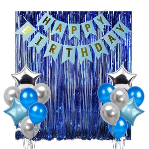 Party Propz 17Pcs Happy Birthday Decoration Combo for Birthday Decoration for Boys, Blue Birthday Decoration, Party Supplies material Paper