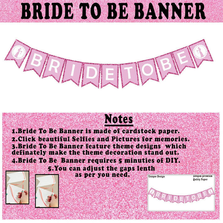 Party Propz Bride To Be Decoration Set Combo- 73Pcs Bachelorette Party Decorations | Bridal Shower Decorations Kit | Bride To Be Props | Bride To Be Sash | Bride To Be Banner | Bride To Be Accessories