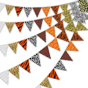 Party Propz Jungle Theme Paper Flags - 50 Flags, Pennant Banner for Decoration | Paper Flags Decoration | Bunting Flag Decoration | Birthday Decoration Items | Flag Banner for Party | Triangle Banner