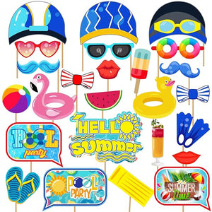 Party Propz Pool Party Props Combo- Pack of 25pcs | Summer Pool Party Props | Beach Theme Decoration Items | Summer Theme Decoration Items | Swimming Pool Decoration Items | Pool Party Decoration Kit