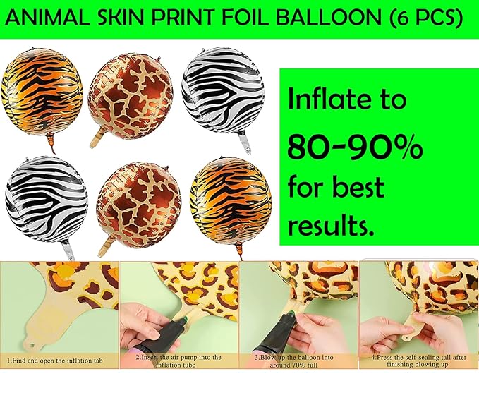 Party Propz Rubber Jungle Theme Birthday Decoration - 51Pcs,Animal Balloons Combo|Animal Theme Birthday Decorations|For Jungle Safari Theme Birthday Decoration|Jungle Animal Print Balloons,Multicolor