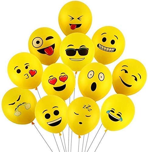 Party Propz Yellow Emoji Balloon - 25 Pcs Balloons for Birthday | Latex Rubber Balloon | Baloons for Kids | Birthday Decoration Balloon | Balloon Printed Face Expression | Smiley Balloons for Kids