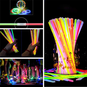 Party Propz Glow Sticks Band Bracelets -100Pcs Bulk Glowing Sticks Bands | Party Radium Tubes | Wrist Bracelet | Lumination Accessories | Fluorescent Led Stick | Neon Band for Decoration | Party stick