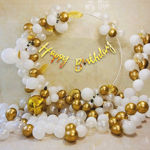 Party Propz Golden Birthday Decoration Items - Combo of 47 Pcs White Balloons for Decoration | Birthday Decoration Kit | Golden Balloons for Decoration | Happy Birthday Banner | Metallic Balloons