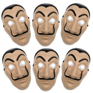 Party Propz Salvador Dali Mask - Pack Of 6 | Comic Face Mask for Kids, Adults | Hacker Mask | Money Heist Mask | Fun Party Face Mask Set for Birthday Surprise | Full Face Mask | Adult Party Face Mask