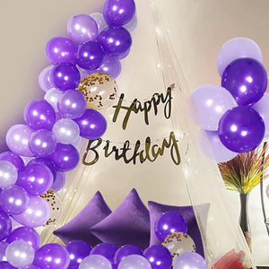 Party Propz Net, Latex, Cardstock Purple Birthday Decoration Items - 26 Pcs, Happy Birthday Decoration For Girls|Cabana Tent For Birthday Decoration Items For Women, Girl|Canopy Tent|Balloons, Lights