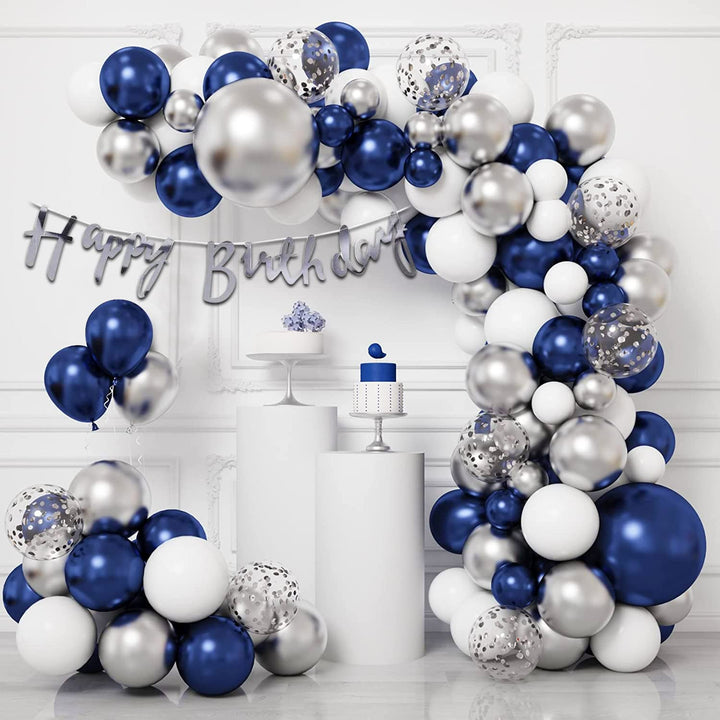 Party Propz Birthday Decoration Items for Boys - Pack of 57 Blue Happy Birthday Decoration Kit | Blue Birthday Decorations for Husband | Blue and Silver Balloons for Birthday Decorations for Boys