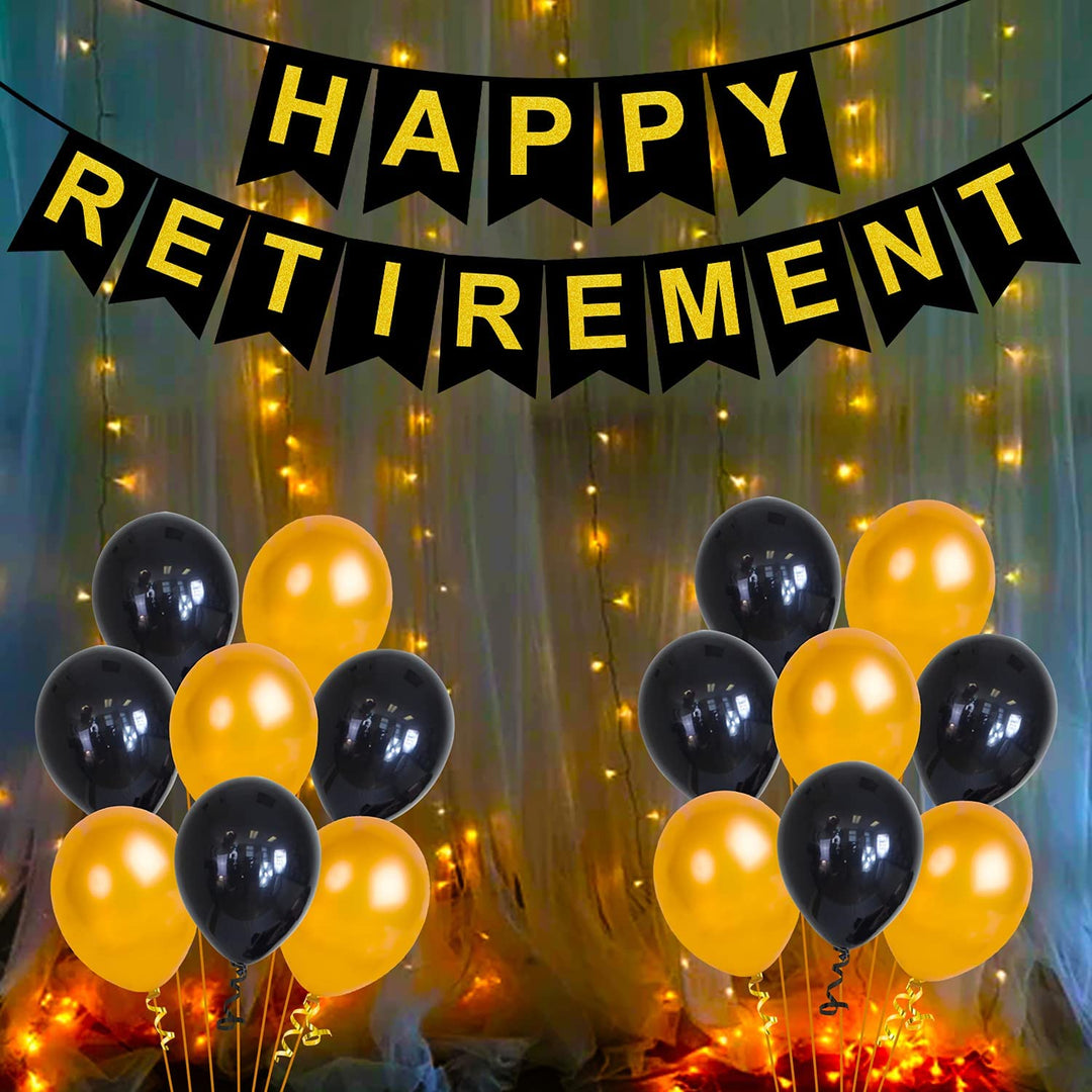 Party Propz Retirement Party Decorations - 32Pcs Happy Retirement Decoration for Men | Happy Retirement Banner (Cardstock) | Retirement Balloons Decoration | Retirement Party Decorations for Dad ,Mom