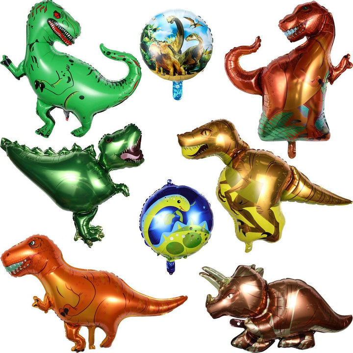 Party Propz Dinosaur Foil Balloons - Big 8 Pcs|Jungle Theme Birthday Decoration Items For Kids|Dinosaur Party Decorations For Boys, Girls|Dinosaur Theme Birthday Decoration Kids, Multi