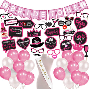 Party Propz Bride To Be Decoration Set Combo- 73Pcs Bachelorette Party Decorations | Bridal Shower Decorations Kit | Bride To Be Props | Bride To Be Sash | Bride To Be Banner | Bride To Be Accessories