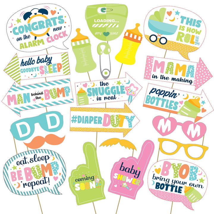 Party Propz Baby Shower Props- Set Of 21 Pcs Baby Shower Decoration Items | Maternity Photoshoot Props | Baby Naming Ceremony Props | Baby Shower Props For Decorations | Maternity Props For Photoshoot