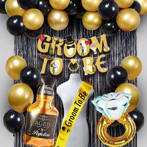 Party Propz Groom To Be Decoration Set- Huge Combo of 48 Pcs | Ring Balloon with Groom To Be Banner and Sash | Bachelorette Party Decorations for Groom | Groom Kit for Men Wedding | Metallic Balloons