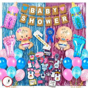 Party Propz Baby Shower Decoration Items - 92Pcs Baby Shower Decorations | Mom To Be Decoration Items Set | Baby Shower Props for Photoshoot | Maternity Shoot Props Accessories | Baby Shower Balloons