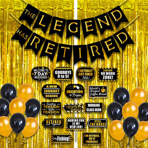 Party Propz Retirement Party Decorations - 58Pcs Happy Retirement Decoration For Men|Happy Retirement Banner (Cardstock)|Retirement Party Props|The Legend Has Retired Decoration|Retirement Balloons